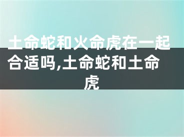 土命蛇和火命虎在一起合适吗,土命蛇和土命虎