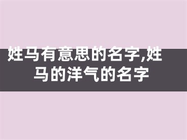 姓马有意思的名字,姓马的洋气的名字