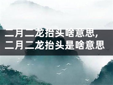 二月二龙抬头啥意思,二月二龙抬头是啥意思
