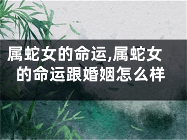 属蛇女的命运,属蛇女的命运跟婚姻怎么样