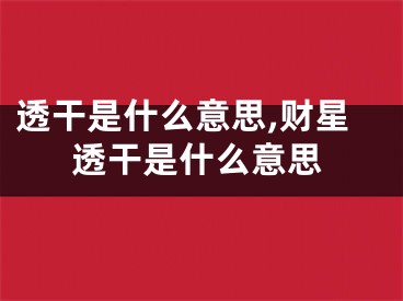 透干是什么意思,财星透干是什么意思