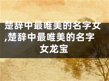 楚辞中最唯美的名字女,楚辞中最唯美的名字女龙宝