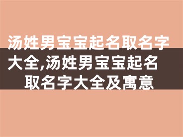 汤姓男宝宝起名取名字大全,汤姓男宝宝起名取名字大全及寓意