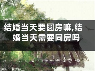 结婚当天要圆房嘛,结婚当天需要同房吗
