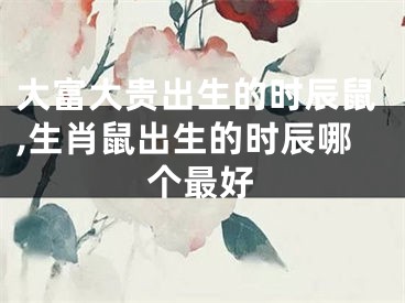 大富大贵出生的时辰鼠,生肖鼠出生的时辰哪个最好