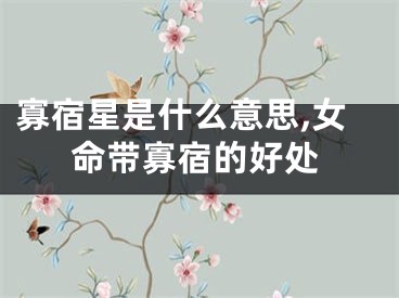 寡宿星是什么意思,女命带寡宿的好处
