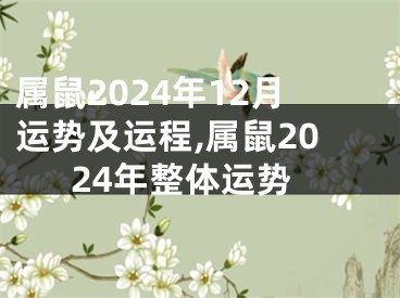 属鼠2024年12月运势及运程,属鼠2024年整体运势