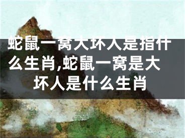 蛇鼠一窝大坏人是指什么生肖,蛇鼠一窝是大坏人是什么生肖