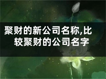 聚财的新公司名称,比较聚财的公司名字