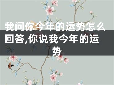 我问你今年的运势怎么回答,你说我今年的运势