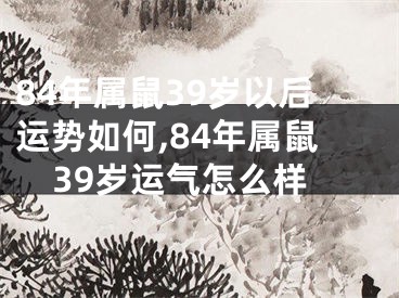 84年属鼠39岁以后运势如何,84年属鼠39岁运气怎么样
