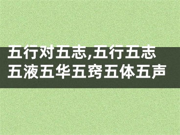 五行对五志,五行五志五液五华五窍五体五声
