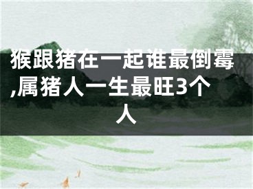 猴跟猪在一起谁最倒霉,属猪人一生最旺3个人