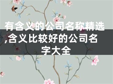有含义的公司名称精选,含义比较好的公司名字大全