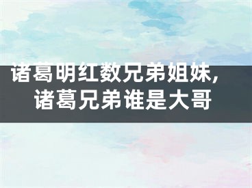 诸葛明红数兄弟姐妹,诸葛兄弟谁是大哥
