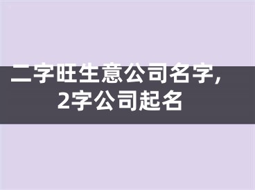 二字旺生意公司名字,2字公司起名