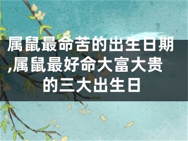 属鼠最命苦的出生日期,属鼠最好命大富大贵的三大出生日