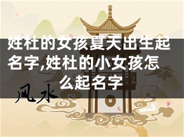 姓杜的女孩夏天出生起名字,姓杜的小女孩怎么起名字