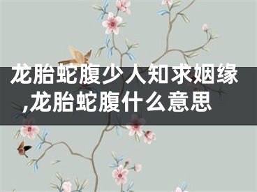 龙胎蛇腹少人知求姻缘,龙胎蛇腹什么意思