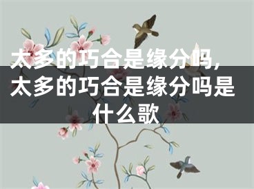 太多的巧合是缘分吗,太多的巧合是缘分吗是什么歌