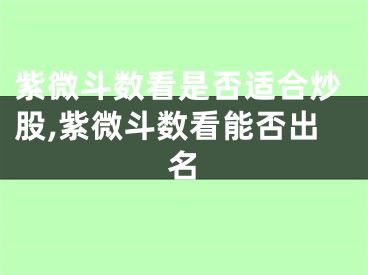 紫微斗数看是否适合炒股,紫微斗数看能否出名