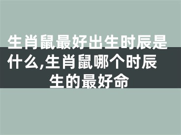 生肖鼠最好出生时辰是什么,生肖鼠哪个时辰生的最好命