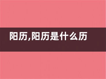 阳历,阳历是什么历