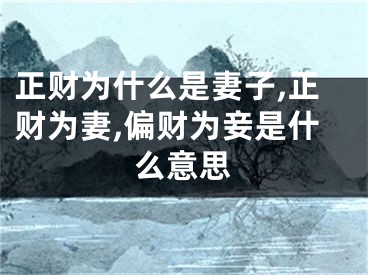 正财为什么是妻子,正财为妻,偏财为妾是什么意思