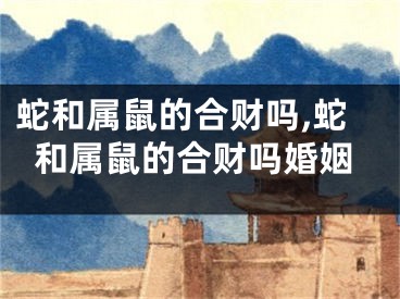 蛇和属鼠的合财吗,蛇和属鼠的合财吗婚姻