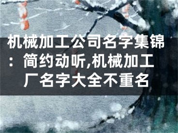 机械加工公司名字集锦：简约动听,机械加工厂名字大全不重名