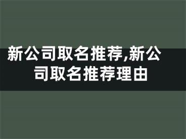 新公司取名推荐,新公司取名推荐理由