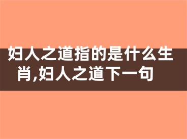 妇人之道指的是什么生肖,妇人之道下一句