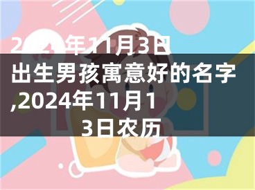 2024年11月3日出生男孩寓意好的名字,2024年11月13日农历