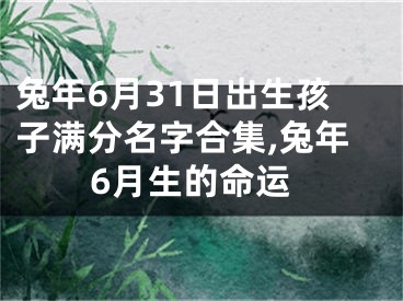 兔年6月31日出生孩子满分名字合集,兔年6月生的命运