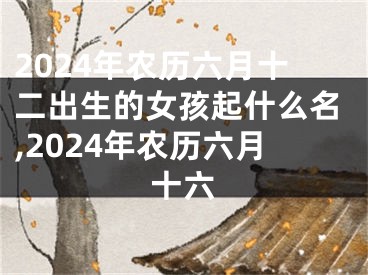 2024年农历六月十二出生的女孩起什么名,2024年农历六月十六