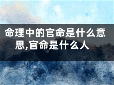 命理中的官命是什么意思,官命是什么人