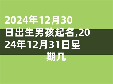 2024年12月30日出生男孩起名,2024年12月31日星期几