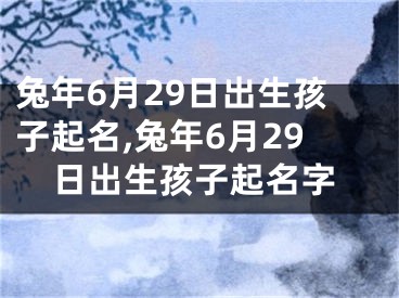 兔年6月29日出生孩子起名,兔年6月29日出生孩子起名字