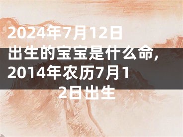 2024年7月12日出生的宝宝是什么命,2014年农历7月12日出生