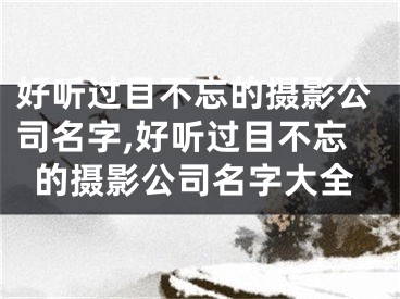 好听过目不忘的摄影公司名字,好听过目不忘的摄影公司名字大全