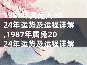 1987年属兔人2024年运势及运程详解,1987年属兔2024年运势及运程详解