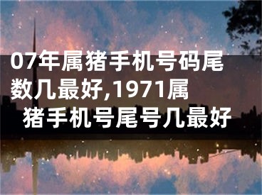 07年属猪手机号码尾数几最好,1971属猪手机号尾号几最好