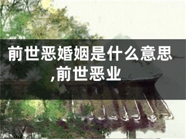前世恶婚姻是什么意思,前世恶业