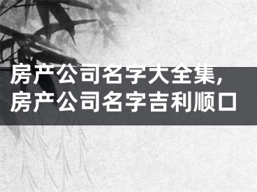 房产公司名字大全集,房产公司名字吉利顺口