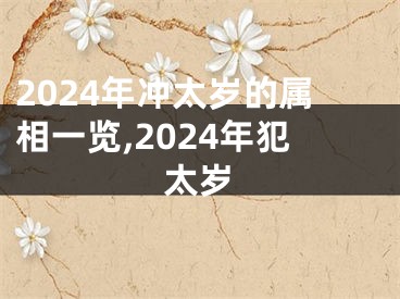2024年冲太岁的属相一览,2024年犯太岁