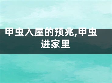 甲虫入屋的预兆,甲虫进家里