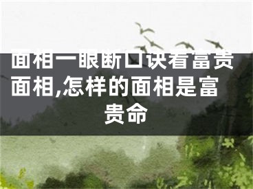 面相一眼断口诀看富贵面相,怎样的面相是富贵命