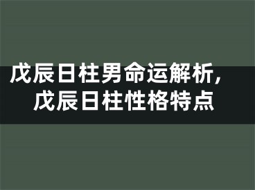 戊辰日柱男命运解析,戊辰日柱性格特点