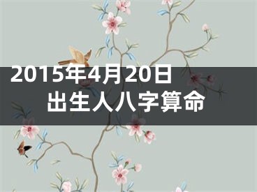 2015年4月20日出生人八字算命
