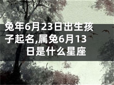 兔年6月23日出生孩子起名,属兔6月13日是什么星座
